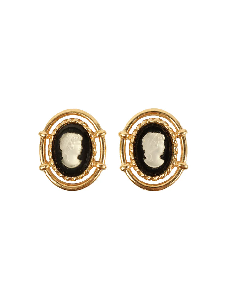 Burberry Cameo Motif Earrrings Gold/Black