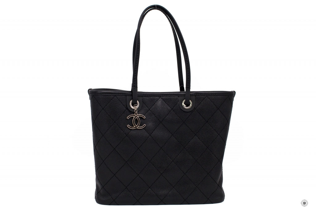 Top Quality Chanel A92212 CC Black Caviar Tote Bag Shw