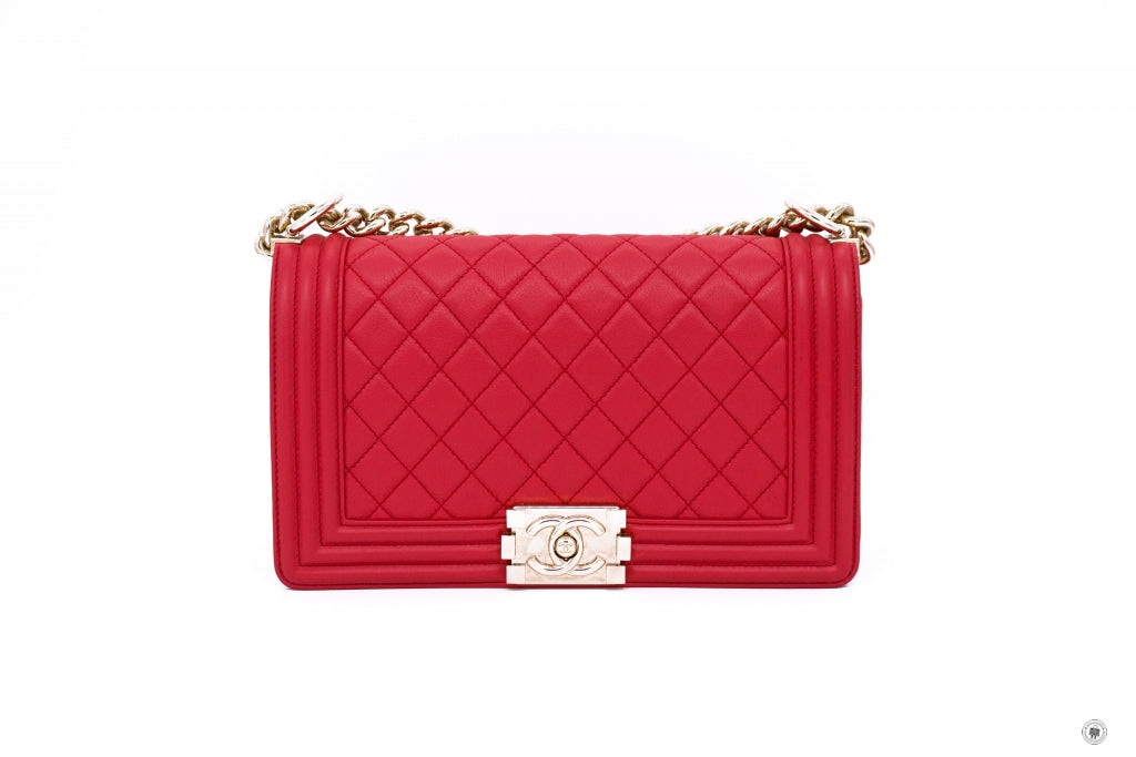 Top Quality Chanel A67086 Boy Red Calfskin 25 Shoulder Bags Ghw