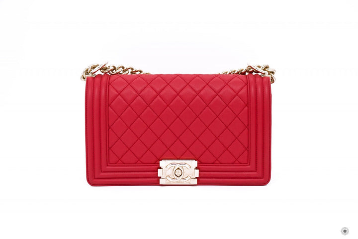 Top Quality Chanel A67086 Boy Red Calfskin 25 Shoulder Bags Ghw