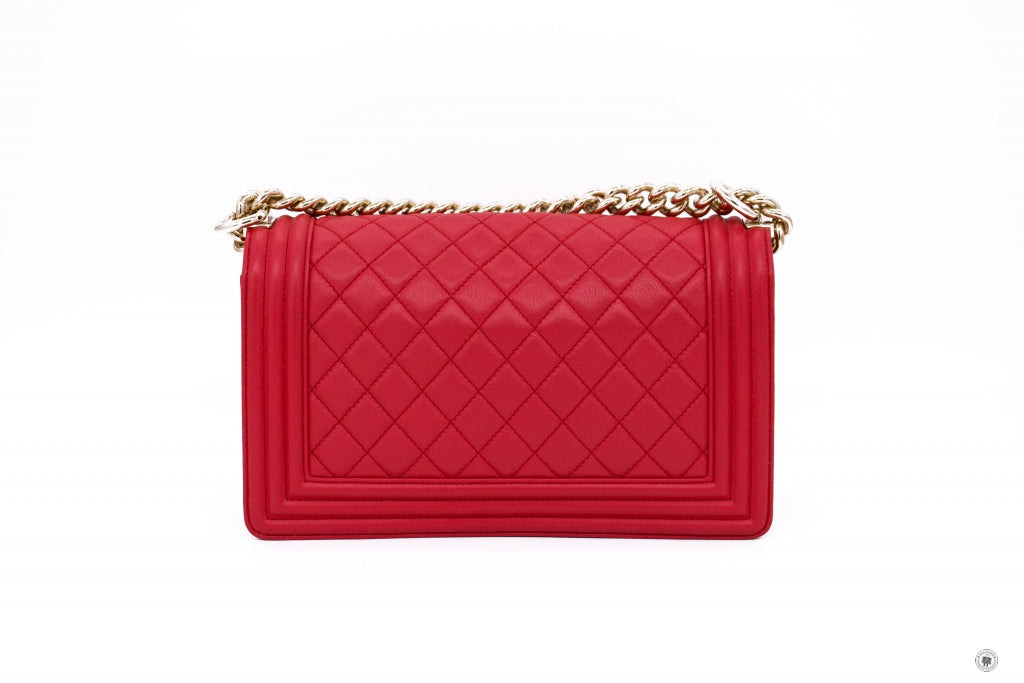 Top Quality Chanel A67086 Boy Red Calfskin 25 Shoulder Bags Ghw
