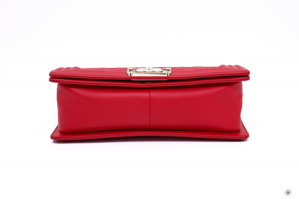 Top Quality Chanel A67086 Boy Red Calfskin 25 Shoulder Bags Ghw