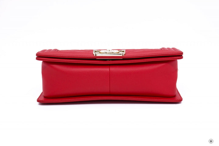 Top Quality Chanel A67086 Boy Red Calfskin 25 Shoulder Bags Ghw
