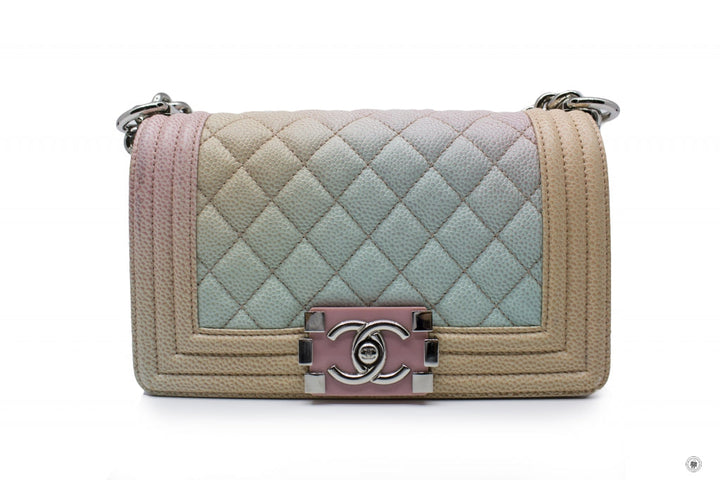 Top Quality Chanel Limited Edition Rainbow Small Boy Bag Rainbow Caviar Shoulder Bags Shw