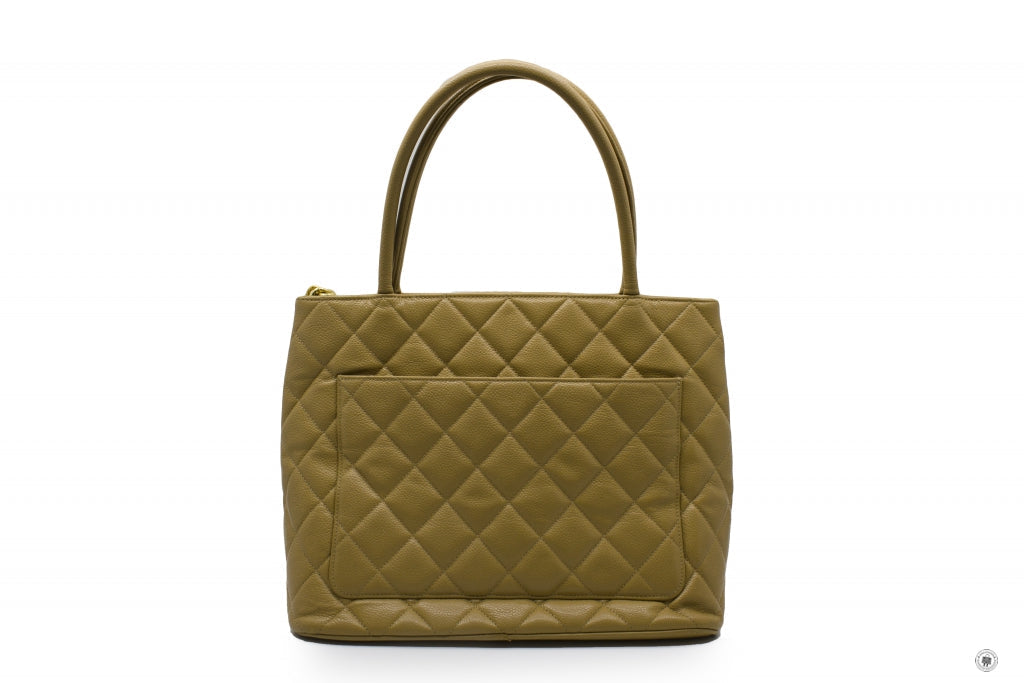 Top Quality Chanel A01804 Classic CC Medallion Beige Caviar Tote Bag Ghw