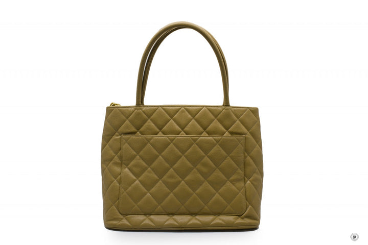 Top Quality Chanel A01804 Classic CC Medallion Beige Caviar Tote Bag Ghw
