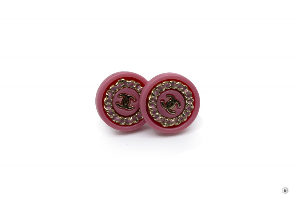 Top Quality Chanel AB0797Y47569 CC Logo Inlaid With Enamel  Pink / Z8998 Enamel Earrings