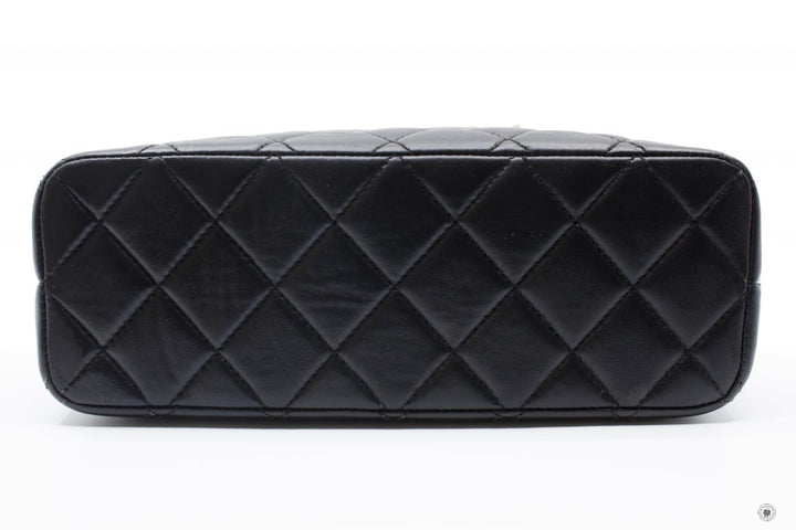 Top Quality Chanel Vintage With Resin Woven Chain And Lock Black Lambskin Tote Bag