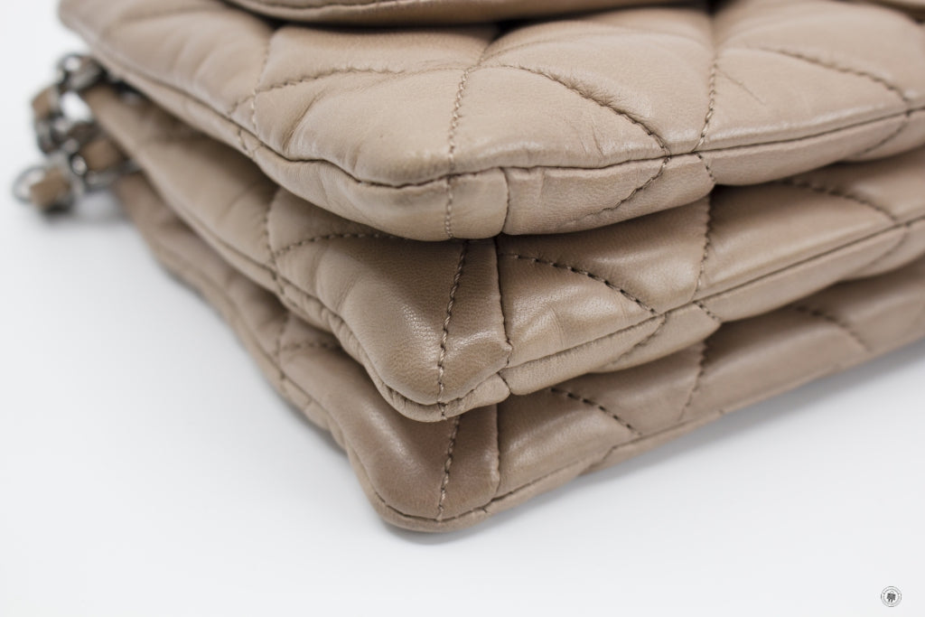 Top Quality Chanel A48634 Y04639 Quilted Flap  Taupe / 81344 Lambskin Shoulder Bags Shw