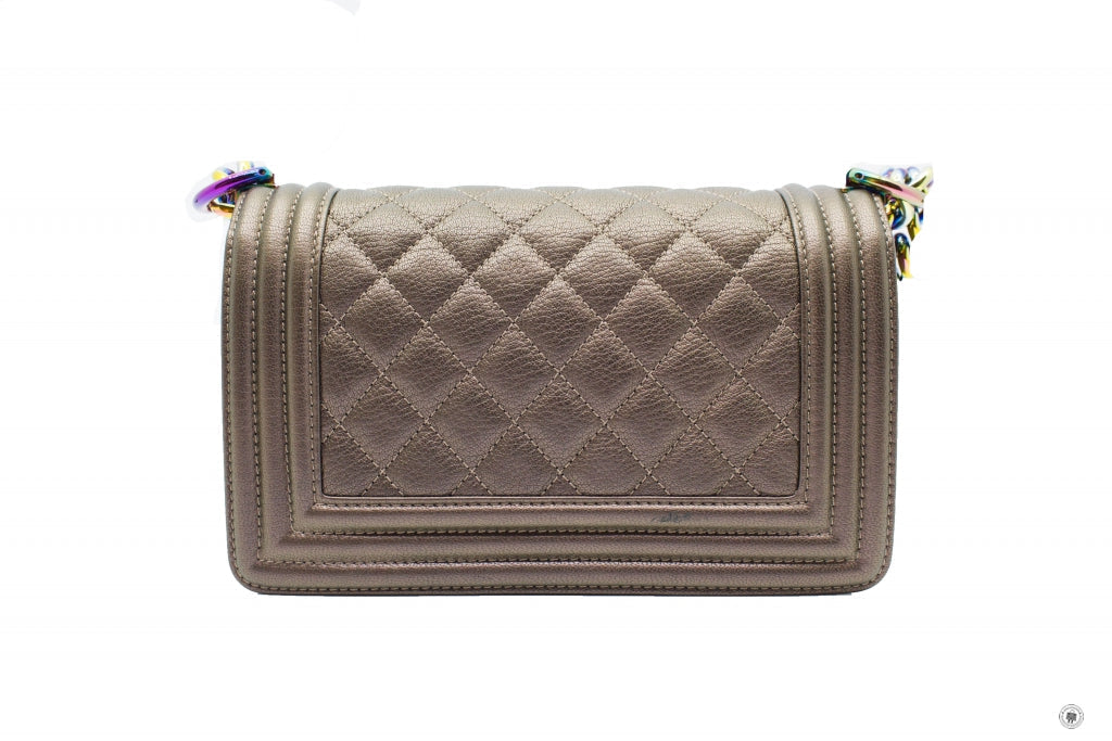 Top Quality Chanel A67085 Y60313 Boy Iridescent  Bronze / 2B041 Calfskin Small  Shoulder Bags