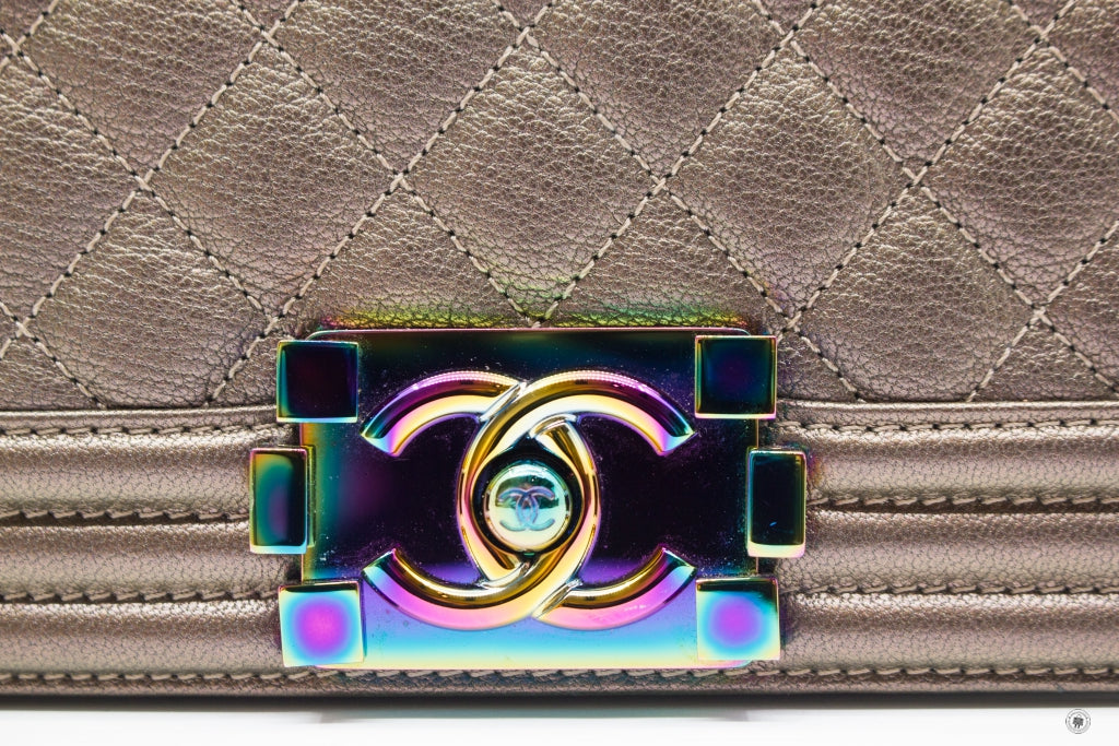 Top Quality Chanel A67085 Y60313 Boy Iridescent  Bronze / 2B041 Calfskin Small  Shoulder Bags