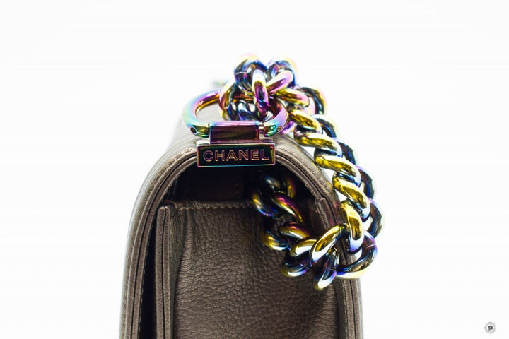 Top Quality Chanel A67085 Y60313 Boy Iridescent  Bronze / 2B041 Calfskin Small  Shoulder Bags