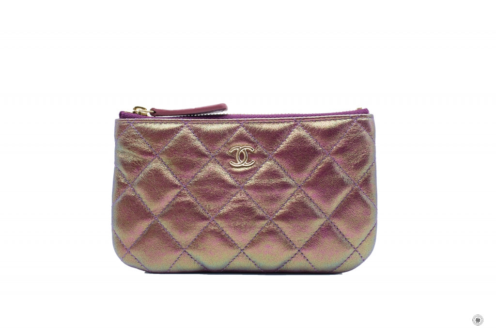 Top Quality Chanel A69253 CC Logo Iridescent Purple Lambskin Coin Purse