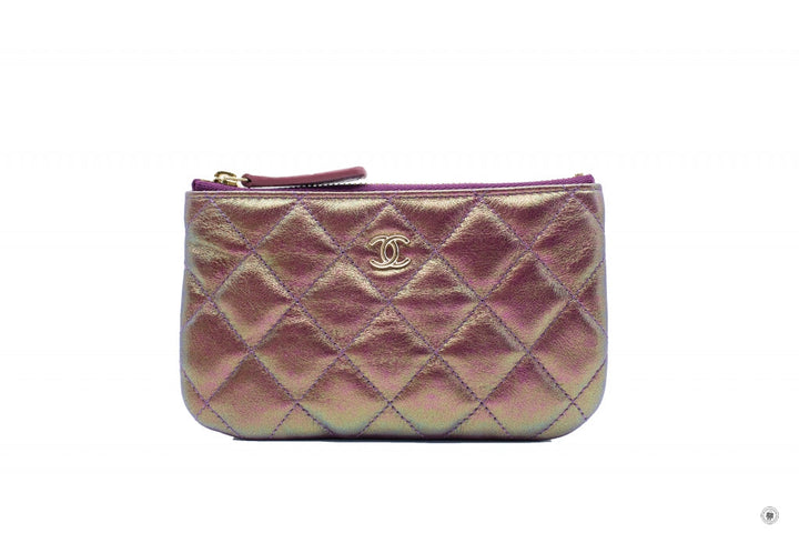 Top Quality Chanel A69253 CC Logo Iridescent Purple Lambskin Coin Purse