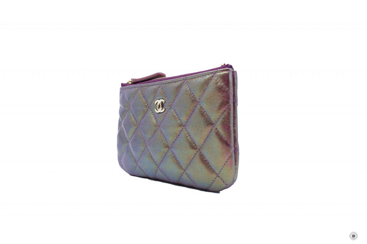 Top Quality Chanel A69253 CC Logo Iridescent Purple Lambskin Coin Purse