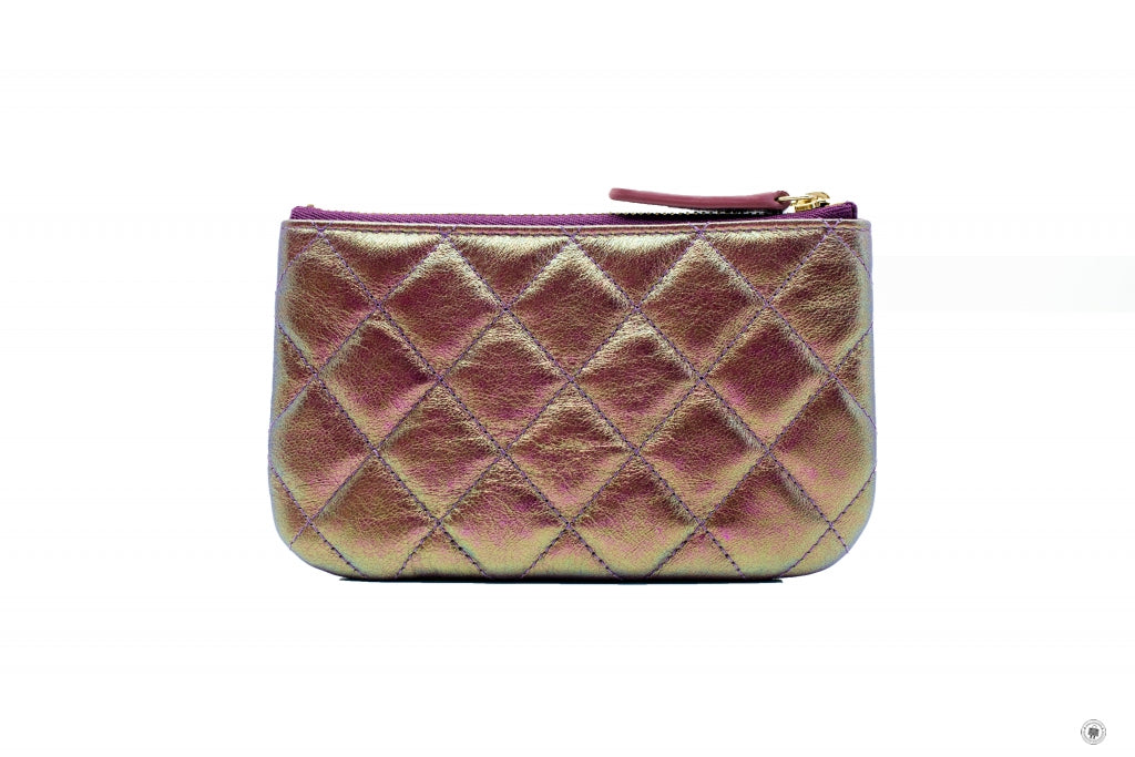 Top Quality Chanel A69253 CC Logo Iridescent Purple Lambskin Coin Purse
