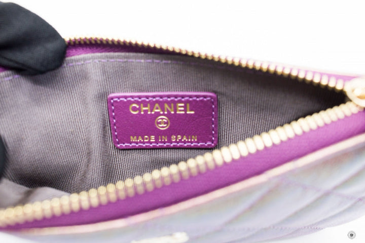 Top Quality Chanel A69253 CC Logo Iridescent Purple Lambskin Coin Purse