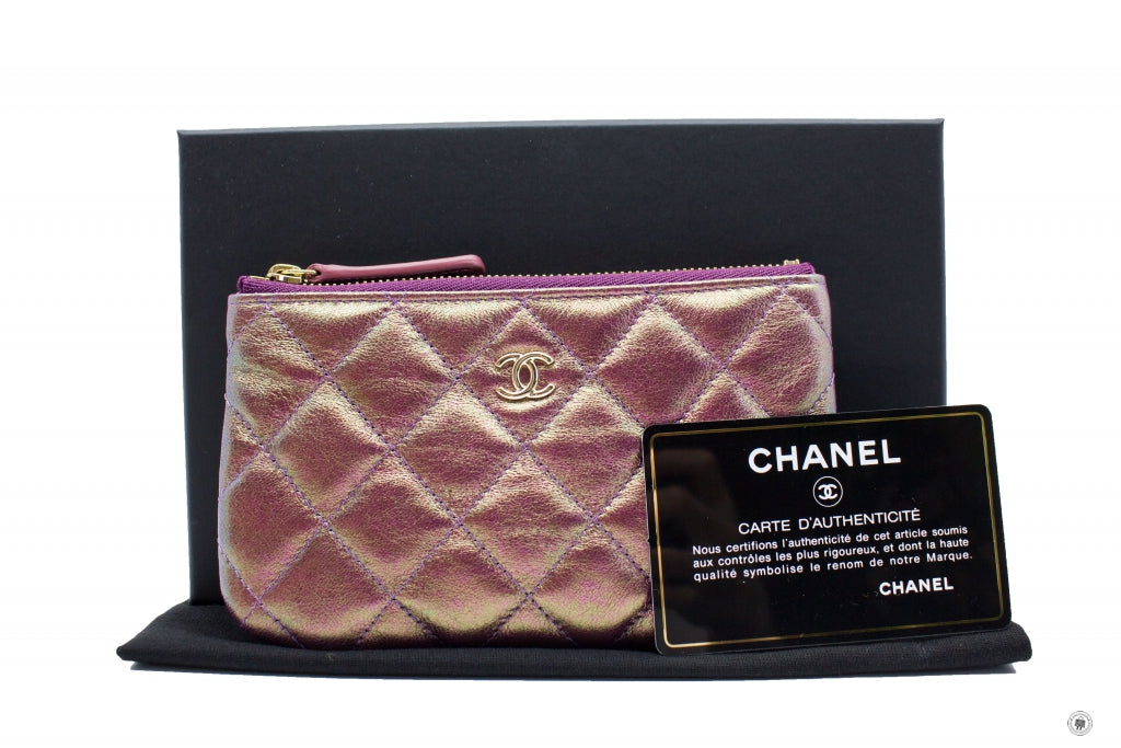 Top Quality Chanel A69253 CC Logo Iridescent Purple Lambskin Coin Purse