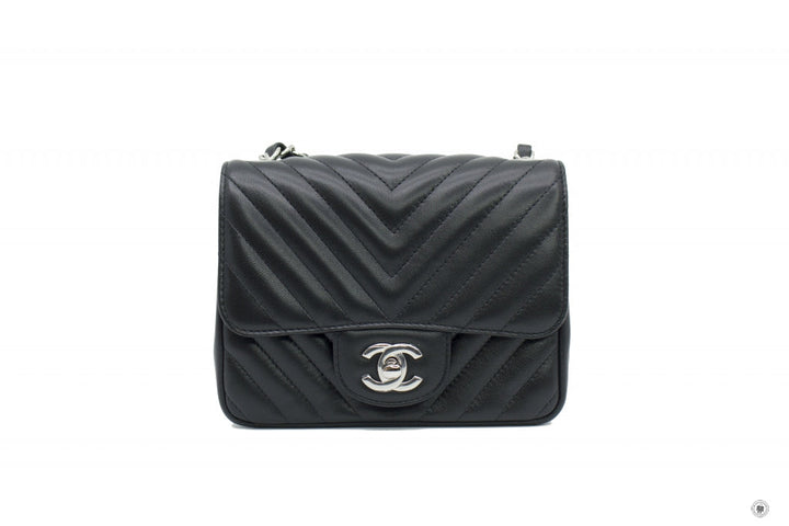 Top Quality Chanel A35200 Y60594 CC Chervon Mini Square Black / 94305 Lambskin 17CM Shoulder Bags Shw