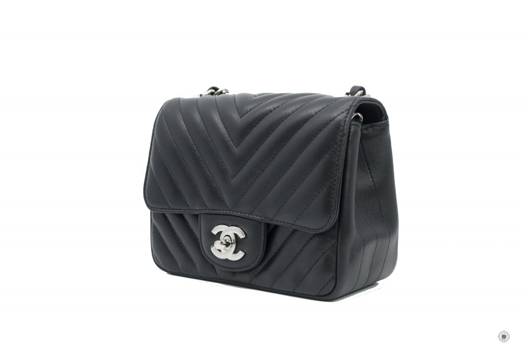 Top Quality Chanel A35200 Y60594 CC Chervon Mini Square Black / 94305 Lambskin 17CM Shoulder Bags Shw