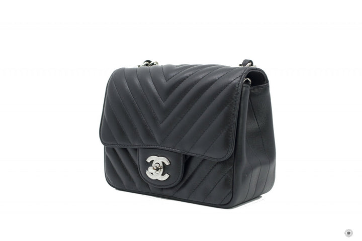 Top Quality Chanel A35200 Y60594 CC Chervon Mini Square Black / 94305 Lambskin 17CM Shoulder Bags Shw