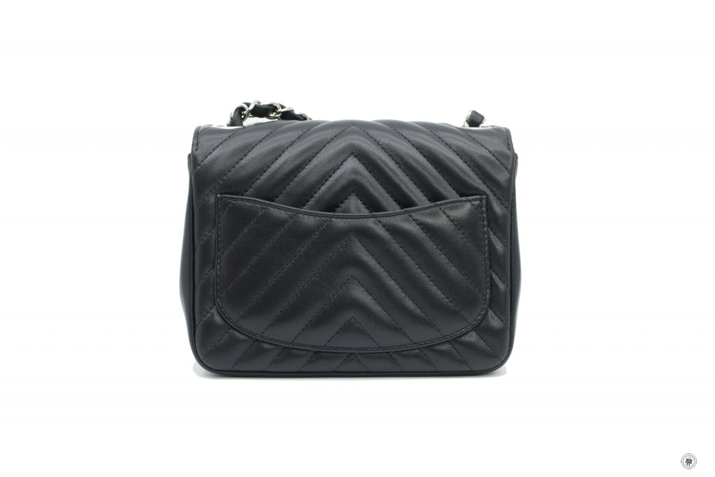 Top Quality Chanel A35200 Y60594 CC Chervon Mini Square Black / 94305 Lambskin 17CM Shoulder Bags Shw