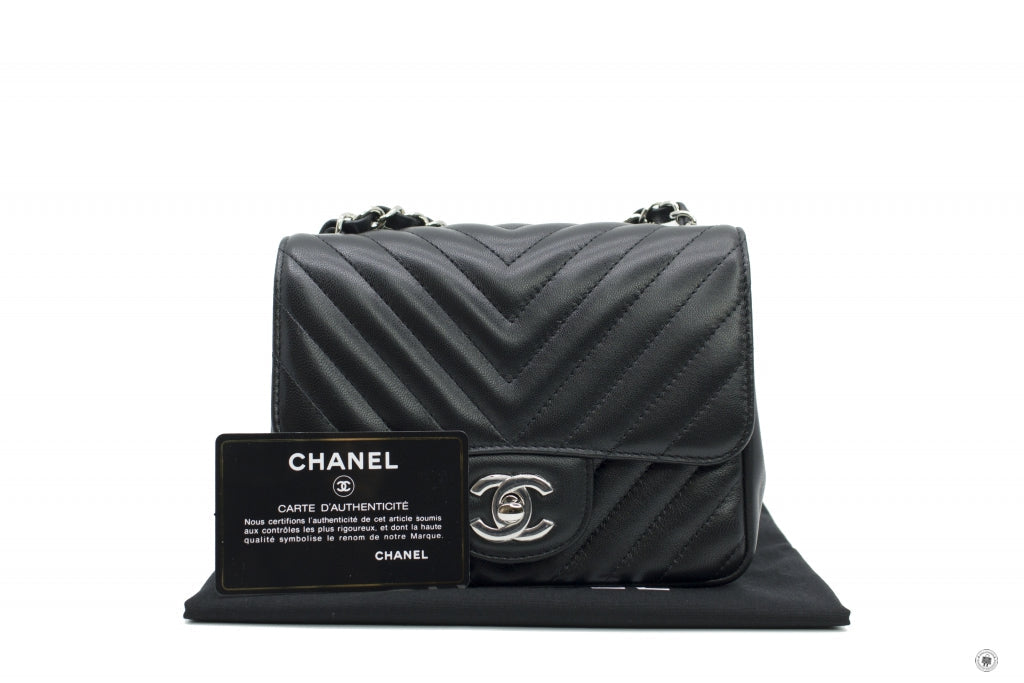 Top Quality Chanel A35200 Y60594 CC Chervon Mini Square Black / 94305 Lambskin 17CM Shoulder Bags Shw