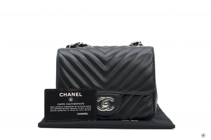Top Quality Chanel A35200 Y60594 CC Chervon Mini Square Black / 94305 Lambskin 17CM Shoulder Bags Shw