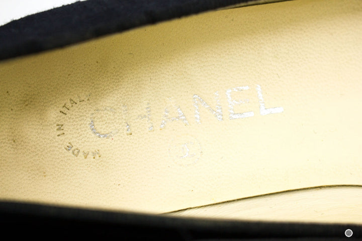 Top Quality Chanel Ballerinas  Black Fabric 37.5 Flat