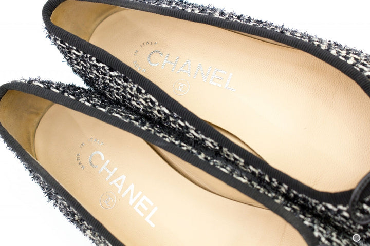Top Quality Chanel Ballerinas Lurex Fabric  Black/white Fabric 37 Flat