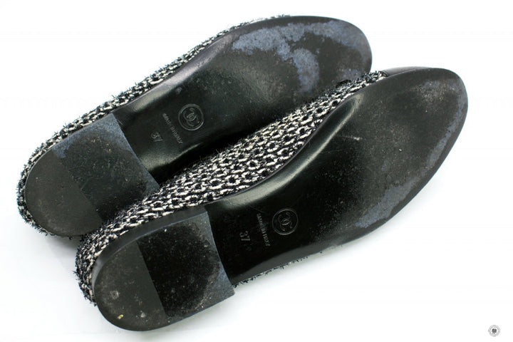 Top Quality Chanel Ballerinas Lurex Fabric  Black/white Fabric 37 Flat