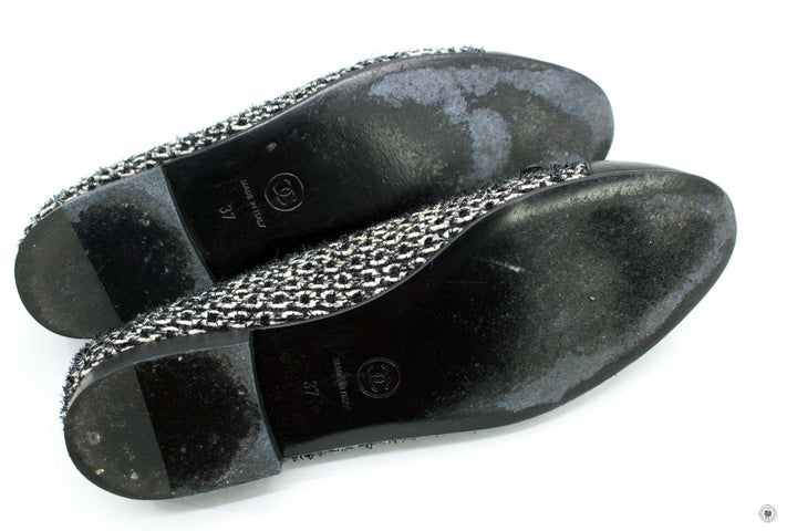 Top Quality Chanel Ballerinas Lurex Fabric  Black/white Fabric 37 Flat