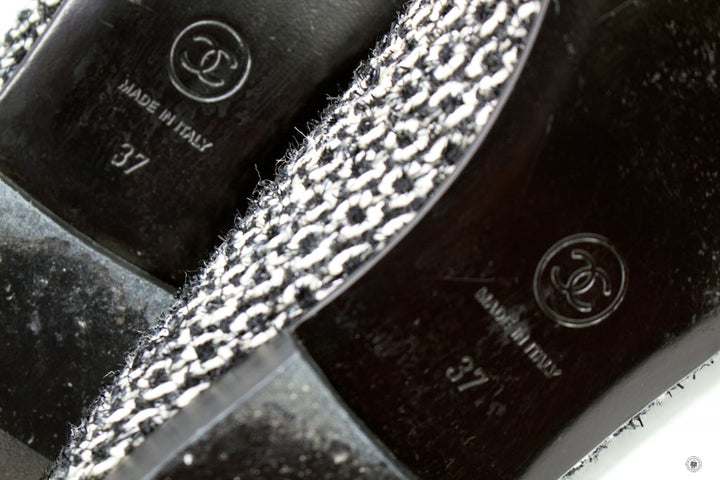 Top Quality Chanel Ballerinas Lurex Fabric  Black/white Fabric 37 Flat