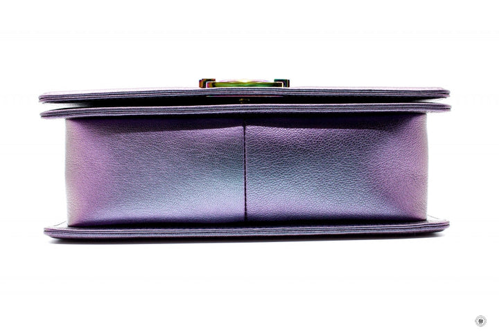 Top Quality Chanel A67086 Boy Rainbow  Iridescent Purple  Calfskin Medium Shoulder Bags