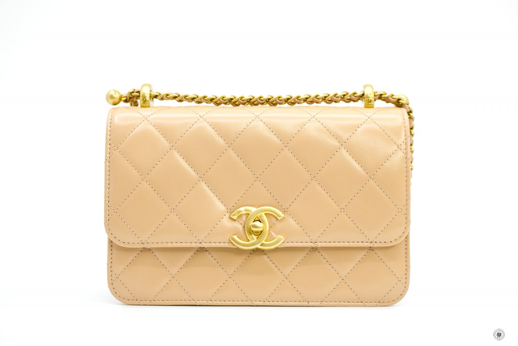 Top Quality Chanel AS2649B05973 Small Flap Bag Beige / NC632 Calfskin Shoulder Bags Gbhw