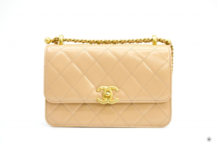 Top Quality Chanel AS2649B05973 Small Flap Bag Beige / NC632 Calfskin Shoulder Bags Gbhw