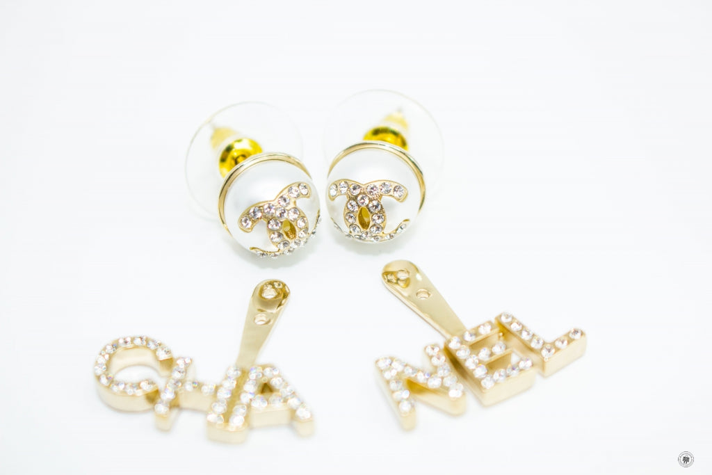 Top Quality Chanel AB6484B06148 Metal, Imitation Pearls & Diamond Gold, Pearly Whi Gold / ND176 Metal Earrings Ghw