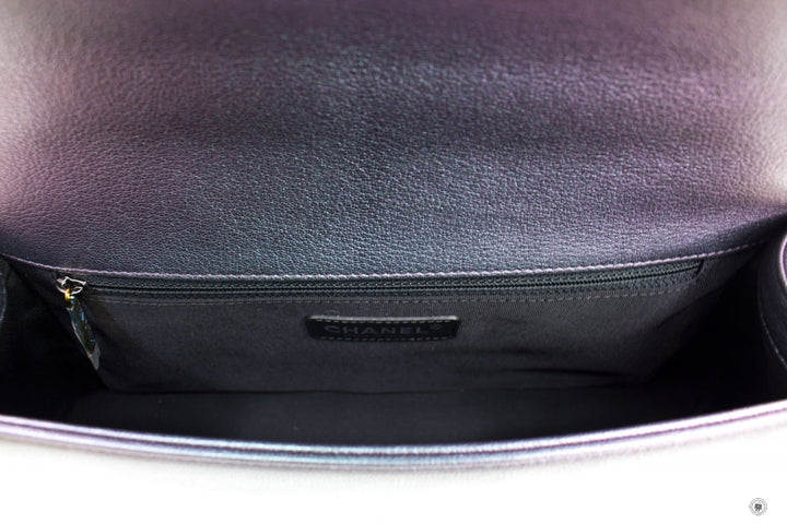 Top Quality Chanel Boy Rainbow Iridescent Purple Calfskin New Medium  Shoulder Bags