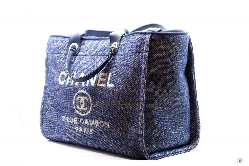 Top Quality Chanel A69941 B06387 NE267 Deauville Shopping Tote Mixed Fibers Fabric Tote B Blue / NE267 Fabric Tote Bag Shw