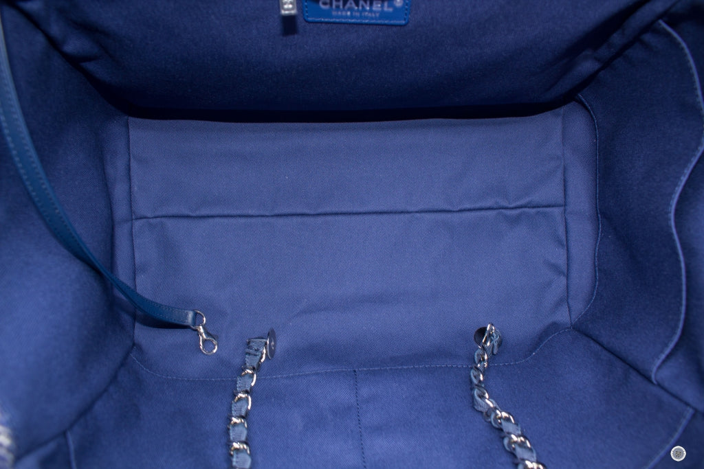Top Quality Chanel A69941 B06387 NE267 Deauville Shopping Tote Mixed Fibers Fabric Tote B Blue / NE267 Fabric Tote Bag Shw