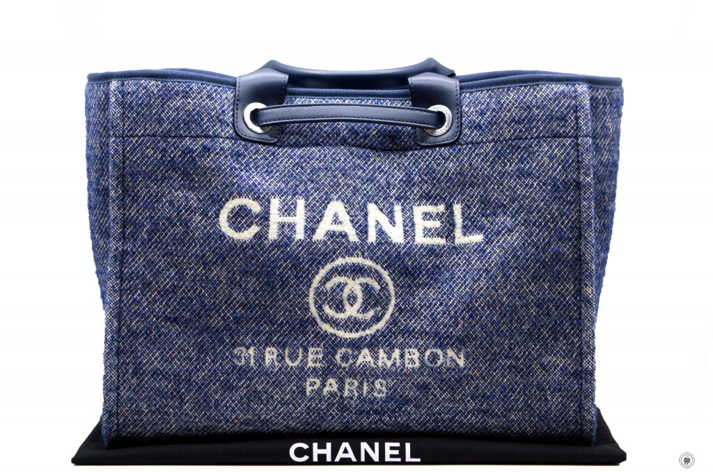 Top Quality Chanel A69941 B06387 NE267 Deauville Shopping Tote Mixed Fibers Fabric Tote B Blue / NE267 Fabric Tote Bag Shw