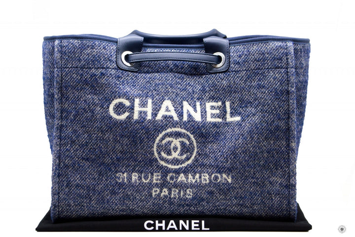 Top Quality Chanel A69941 B06387 NE267 Deauville Shopping Tote Mixed Fibers Fabric Tote B Blue / NE267 Fabric Tote Bag Shw