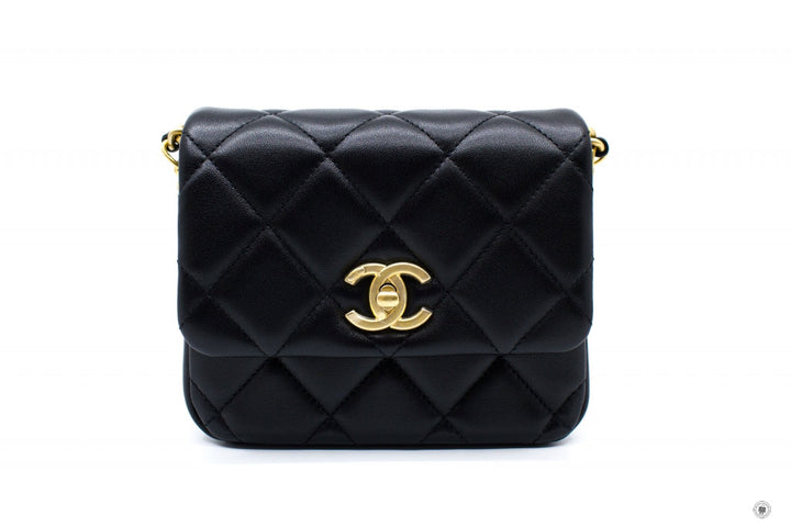 Top Quality Chanel AS2733 B06356 CC Logo Flap Bag Black / 94305 Calfskin Shoulder Bags Gbhw