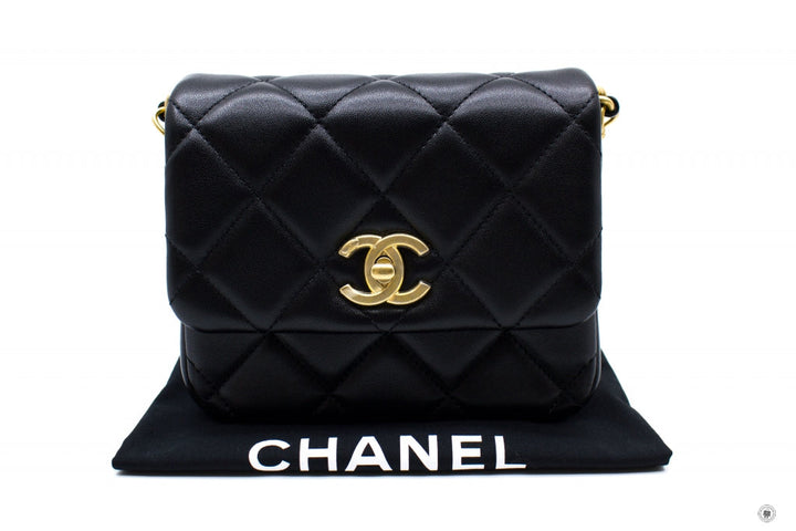 Top Quality Chanel AS2733 B06356 CC Logo Flap Bag Black / 94305 Calfskin Shoulder Bags Gbhw
