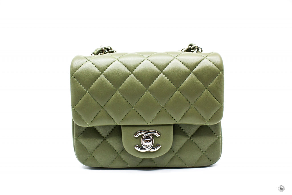 Top Quality Chanel A35200 Y01480 Classic Mini Square Avocado / ND356 Lambskin 17CM Shoulder Bags Shw