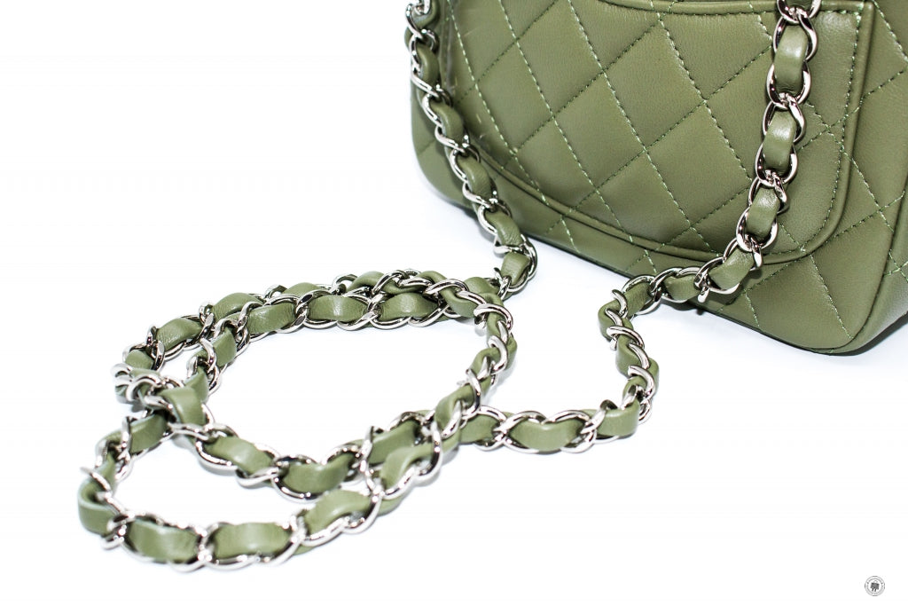Top Quality Chanel A35200 Y01480 Classic Mini Square Avocado / ND356 Lambskin 17CM Shoulder Bags Shw