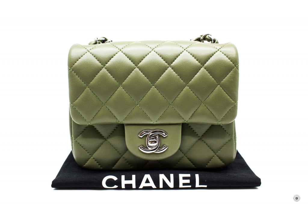 Top Quality Chanel A35200 Y01480 Classic Mini Square Avocado / ND356 Lambskin 17CM Shoulder Bags Shw