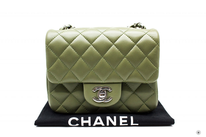 Top Quality Chanel A35200 Y01480 Classic Mini Square Avocado / ND356 Lambskin 17CM Shoulder Bags Shw