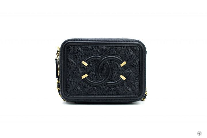 Top Quality Chanel A84452 Y06542 CC Filigree Vanity Clutch With Chain Black / 94305 Caviar Shoulder Bags Ghw