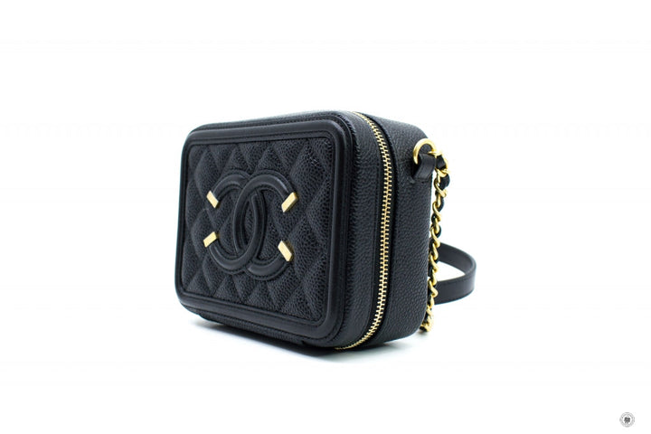 Top Quality Chanel A84452 Y06542 CC Filigree Vanity Clutch With Chain Black / 94305 Caviar Shoulder Bags Ghw